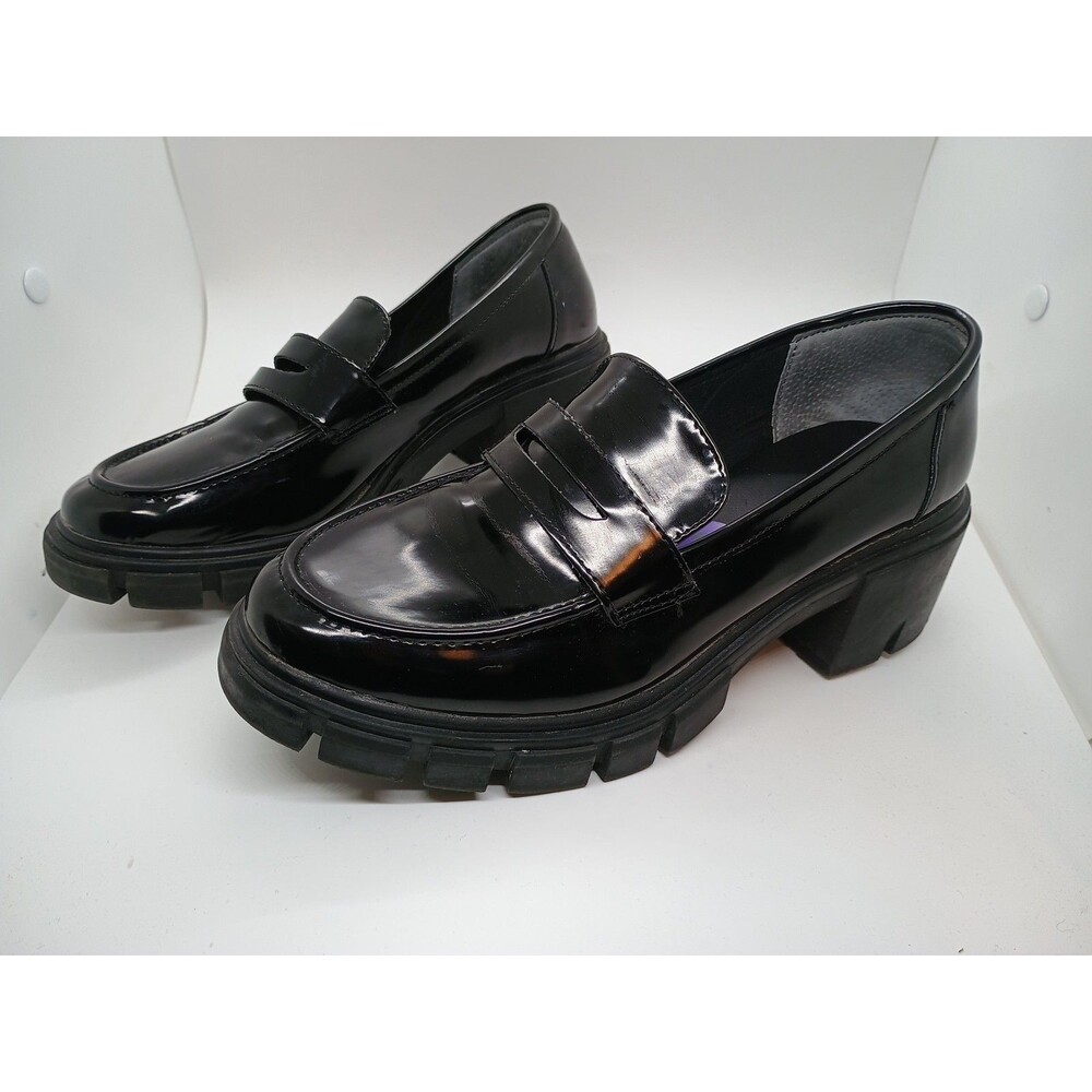 Sincerely Jules Dylan Loafers Chunky Heel Faux Patent Leather Y2K Size 8.5M
